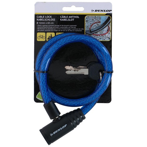 Dunlop - Spiral key bicycle lock 65 cm (blue)