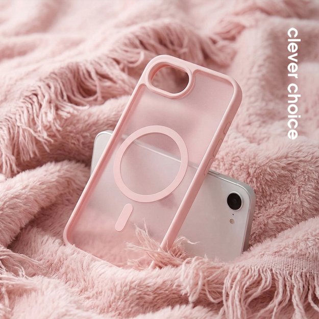 Crong Hybrid Matte Magnetic - MagSafe Case iPhone 17e / 16e (Pink)