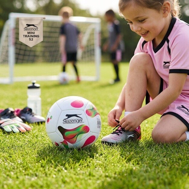 Slazenger - Mini Training Football for Kids 12 Panels Size 2 (White/Pink)