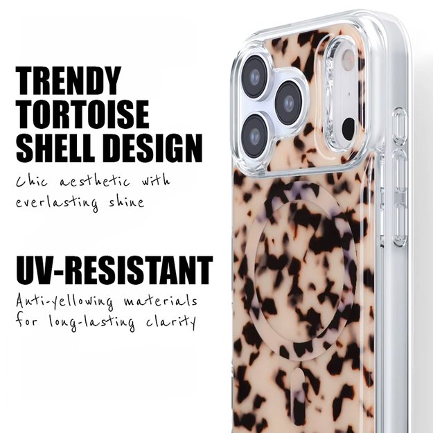 Crong Deluxe MAG Cover - iPhone 17 MagSafe Case (Blonde Tortoise)