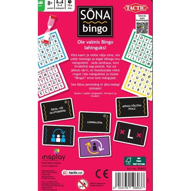 Tactic Reisim&auml;ng S&otilde;na Bingo