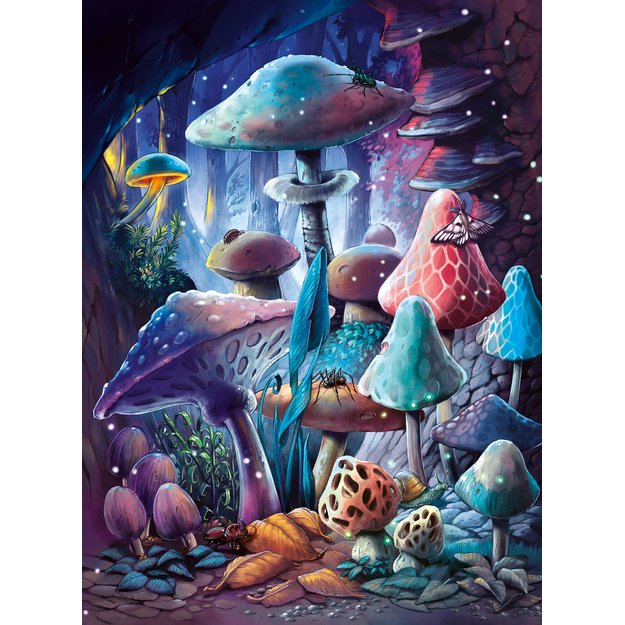 Ravensburger Glow In The Dark Puzzle 500 Pieces: Moonlight Mushrooms