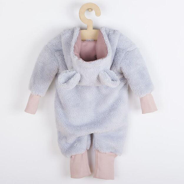 Naujas Baby Teddy bear žieminis kombinezonas pilkos ir rožinės spalvos, dydis 62 (3-6m), 62 (3-6m)