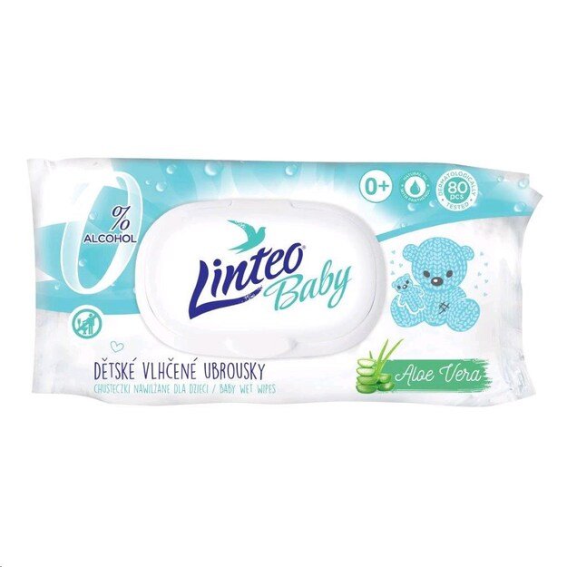 Linteo Baby Drėgnos servetėlės su Aloe Vera 80 vnt