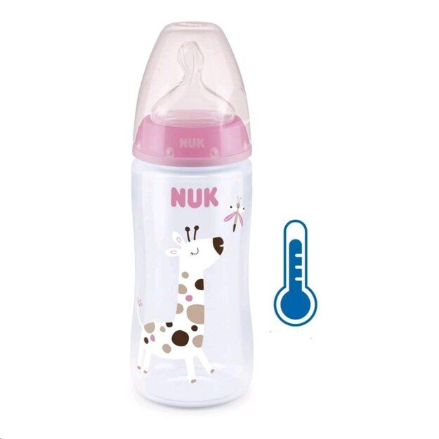 NUK FC+Temperature Control Baby Bottle 300 ml BOX-Flow Control žindukas rožinis