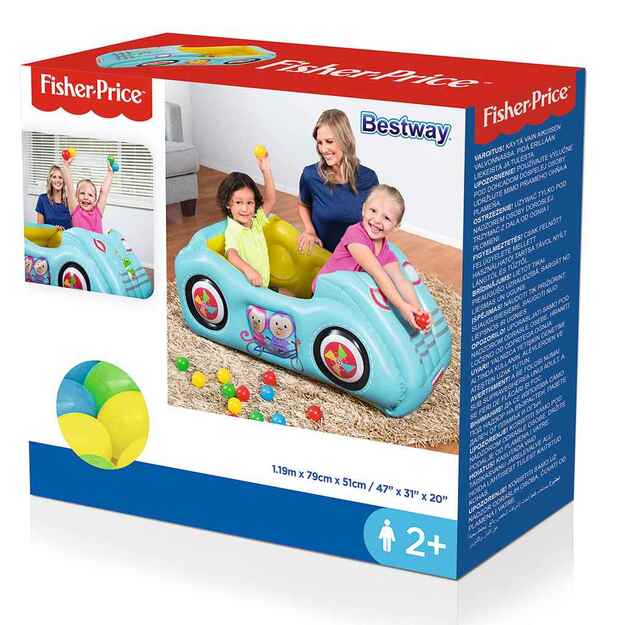 Fisher-Price pripučiamas automobilis su kamuoliukais 119x79x51 cm