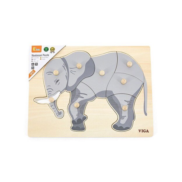 Vaikų medinė dėlionė Montessori Viga Elephant