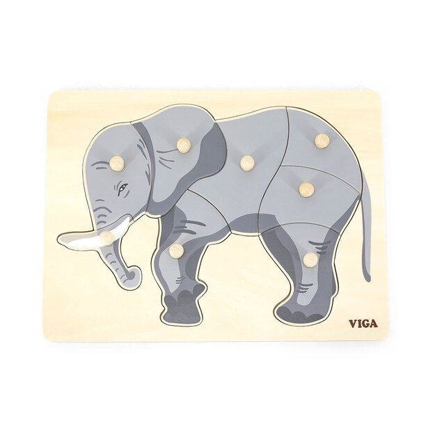 Vaikų medinė dėlionė Montessori Viga Elephant