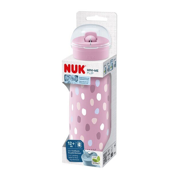 NUK Mini-Me Flip 2-in-1 Baby Bottle, 450 ml rožinė