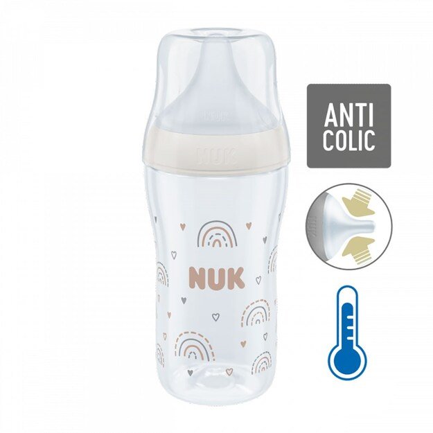 NUK Perfect Match Temperature Control Baby Bottle 260 ml baltas