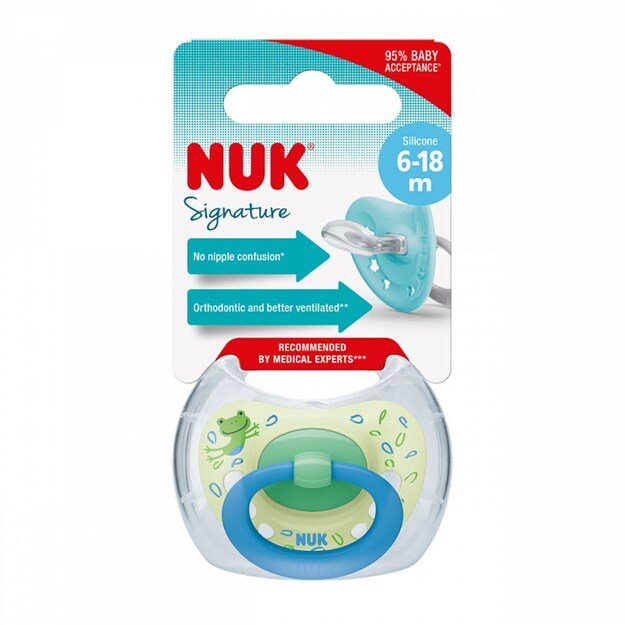 NUK Signature Čiulptukas 6-18 m dydis 6-18 m mėlynas, 6-18 m