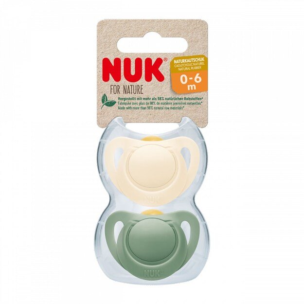 NUK For Nature Latekso čiulptukas 0-6m 2 vnt dėžutė žalia, 0-6 m