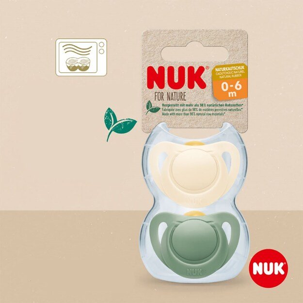 NUK For Nature Latekso čiulptukas 0-6m 2 vnt dėžutė žalia, 0-6 m