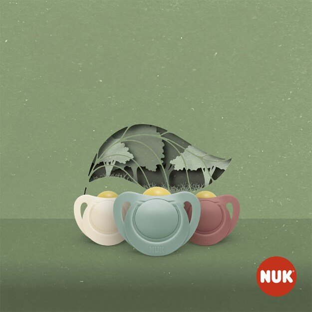 NUK For Nature Latekso čiulptukas 0-6m 2 vnt dėžutė žalia, 0-6 m