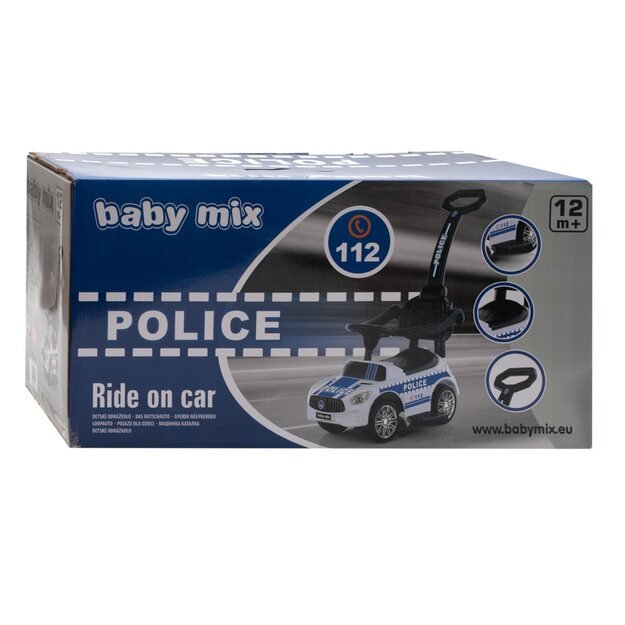 Baby Mix POLICE baltas kūdikių šokinukas su garsu ir kreiptuvu