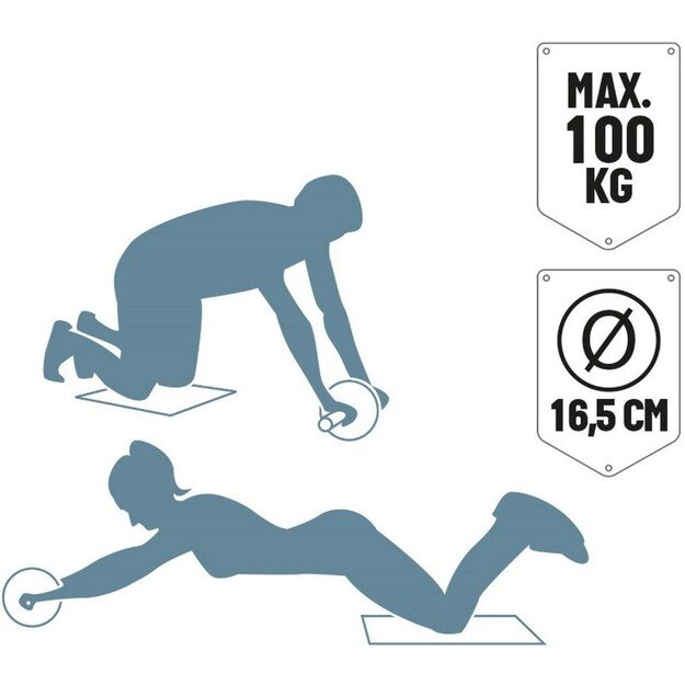 Umbro - Dviejų ratukų pilvo preso volelis su kilimėliu (raudonas) 4