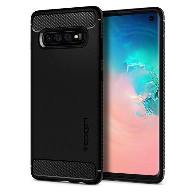 Spigen Rugged Armor – dėklas, skirtas Samsung Galaxy S10 (juodas)