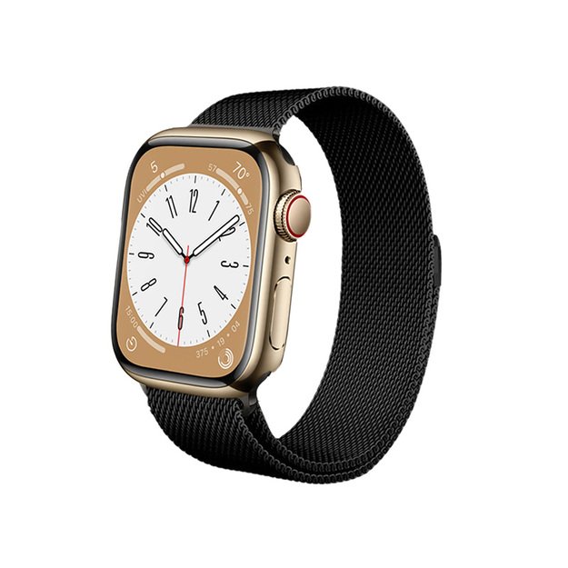 Crong Milano Steel – nerūdijančio plieno dirželis, skirtas Apple Watch 44/45/46/49 mm (juodas)