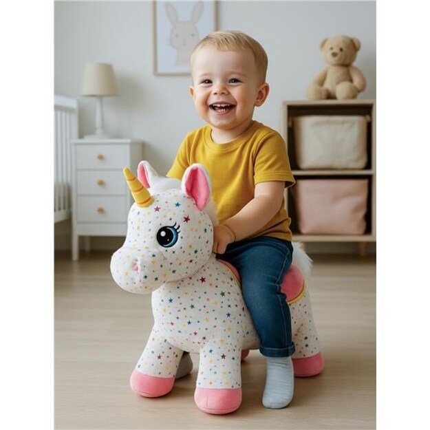 Pliušinis šokinėjantis vienaragis su garsu PlayTo 5