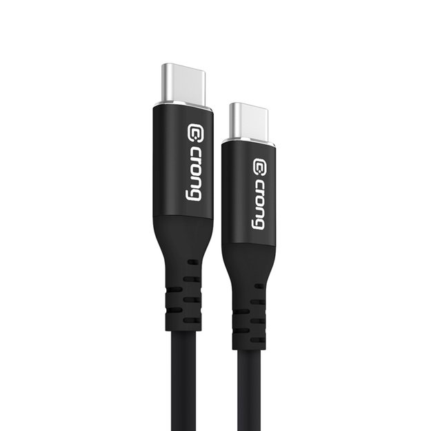 „Crong Soft Link“ – 100 W PD 5A USB-C į USB-C laidas 25 cm (juodas)