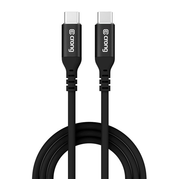 „Crong Soft Link“ – 100 W PD 5A USB-C į USB-C laidas 25 cm (juodas)