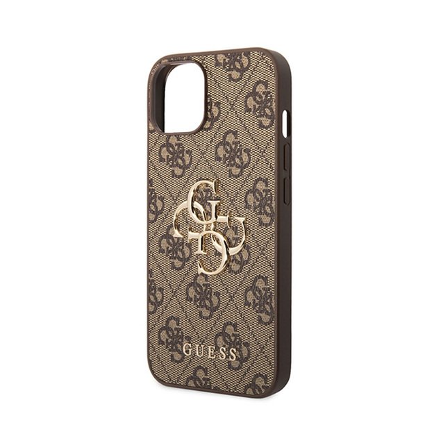 Guess 4G Big Metal Logo – dėklas, skirtas iPhone 15/14/13 (rudas)