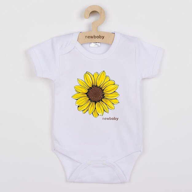 Kūdikių kombinezonas su raštu New Baby Sunflower - trumpomis rankovėmis, 68 (4-6m)