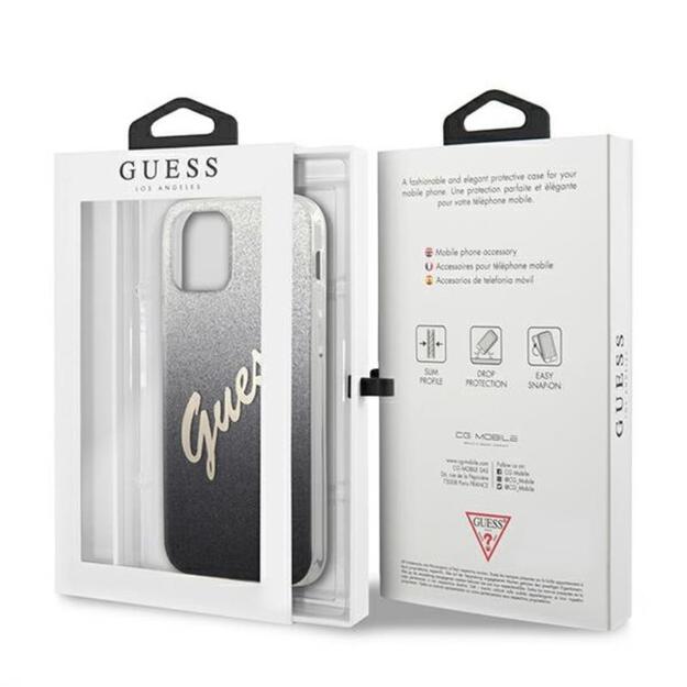 Guess Glitter Gradient Script – dėklas, skirtas iPhone 12 Pro Max (juodas) 8