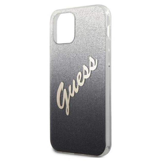 Guess Glitter Gradient Script – dėklas, skirtas iPhone 12 Pro Max (juodas) 6