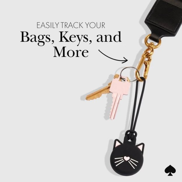 Kate Spade Niujorko laikiklis – apsauginis dėklas, skirtas Apple AirTag (juoda katė)