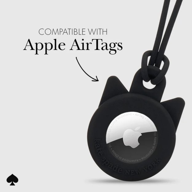 Kate Spade Niujorko laikiklis – apsauginis dėklas, skirtas Apple AirTag (juoda katė)