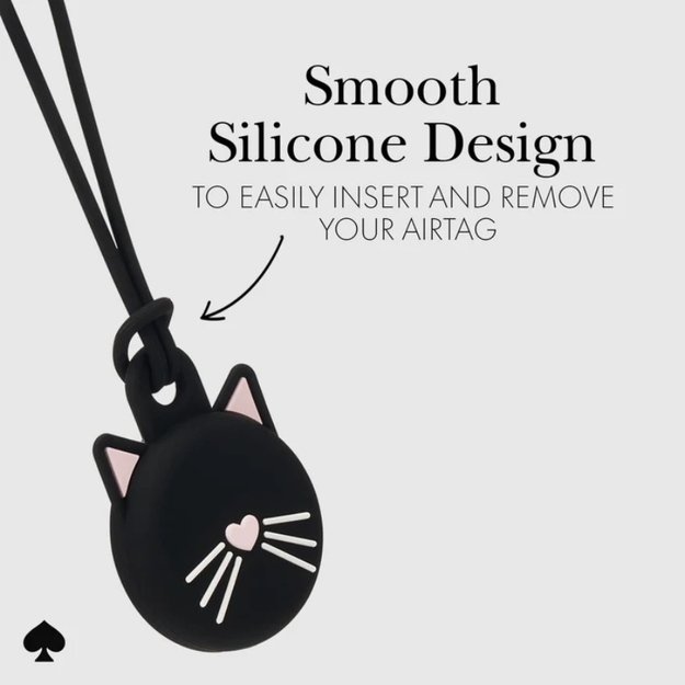 Kate Spade Niujorko laikiklis – apsauginis dėklas, skirtas Apple AirTag (juoda katė)
