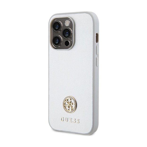 Guess 4G Strass Metal Logo – dėklas, skirtas iPhone 15 Pro Max (sidabras)
