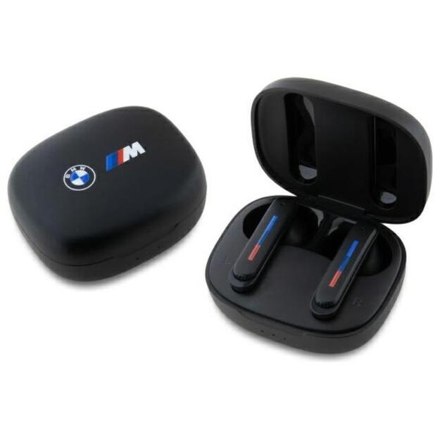 BMW spausdinti logotipai – Bluetooth TWS ausinės ENC + įkrovimo dėklas (juodas)