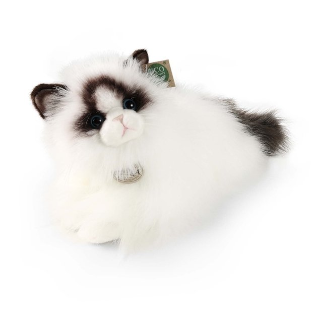 Rappa - pliušinis realistiškas žaislas Gulintis Ragdoll katinas 35 cm Ekologiškas