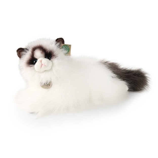 Rappa - pliušinis realistiškas žaislas Gulintis Ragdoll katinas 35 cm Ekologiškas