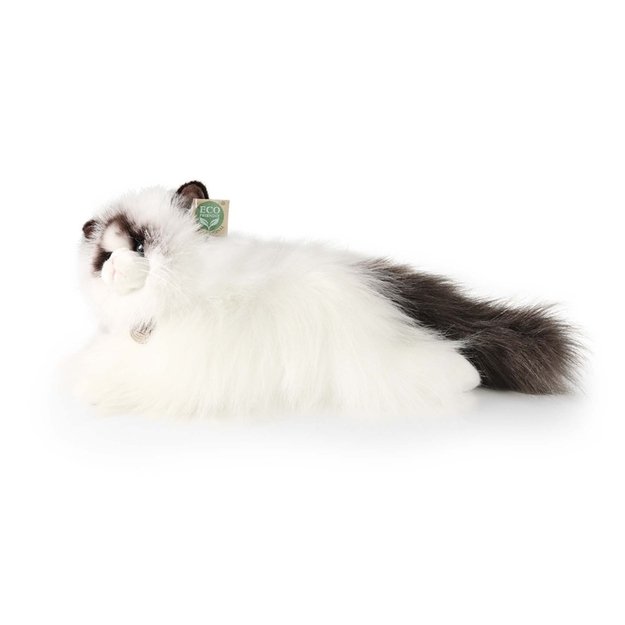 Rappa - pliušinis realistiškas žaislas Gulintis Ragdoll katinas 35 cm Ekologiškas