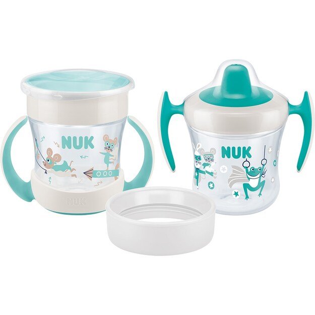 NUK Mini Cups 360° kūdikio puodelis su neutraliu dangteliu