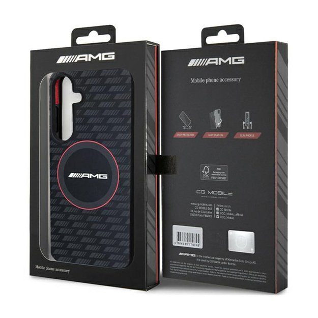 AMG silikoninis anglies pluošto rašto „MagSafe“ dėklas, skirtas „Samsung Galaxy S24+“ (juodas)