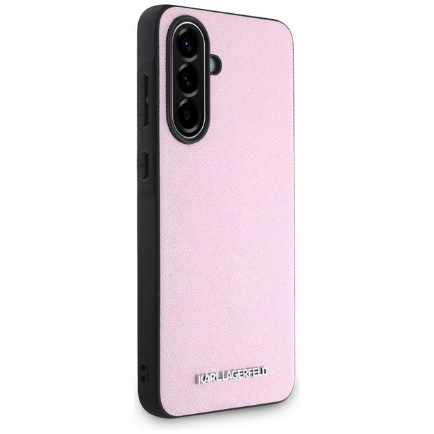Karl Lagerfeld Saffiano metalinis logotipas – dėklas, skirtas Samsung Galaxy A56 5G (rožinis) 5
