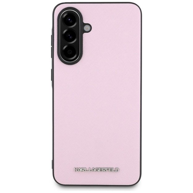 Karl Lagerfeld Saffiano metalinis logotipas – dėklas, skirtas Samsung Galaxy A56 5G (rožinis) 6