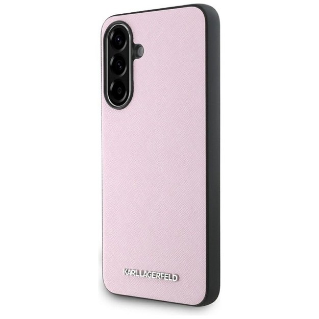 Karl Lagerfeld Saffiano metalinis logotipas – dėklas, skirtas Samsung Galaxy A56 5G (rožinis) 7