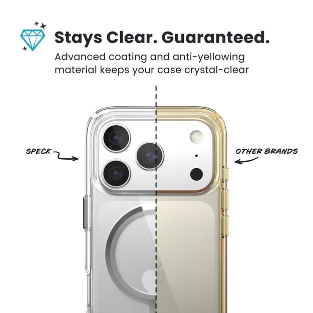 „Speck Presidio Perfect Clear MagSafe“ dėklas iPhone 17 Pro telefonui (skaidrus / sidabrinis) 1