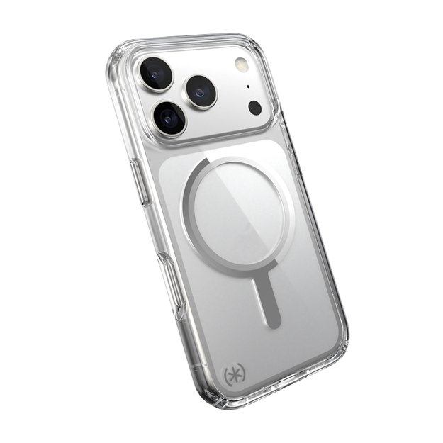 „Speck Presidio Perfect Clear MagSafe“ dėklas iPhone 17 Pro telefonui (skaidrus / sidabrinis) 16