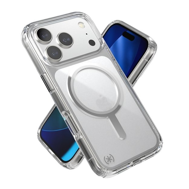 „Speck Presidio Perfect Clear MagSafe“ dėklas iPhone 17 Pro telefonui (skaidrus / sidabrinis) 12