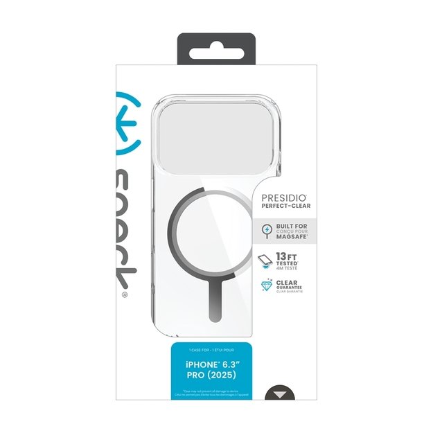 „Speck Presidio Perfect Clear MagSafe“ dėklas iPhone 17 Pro telefonui (skaidrus / sidabrinis) 11