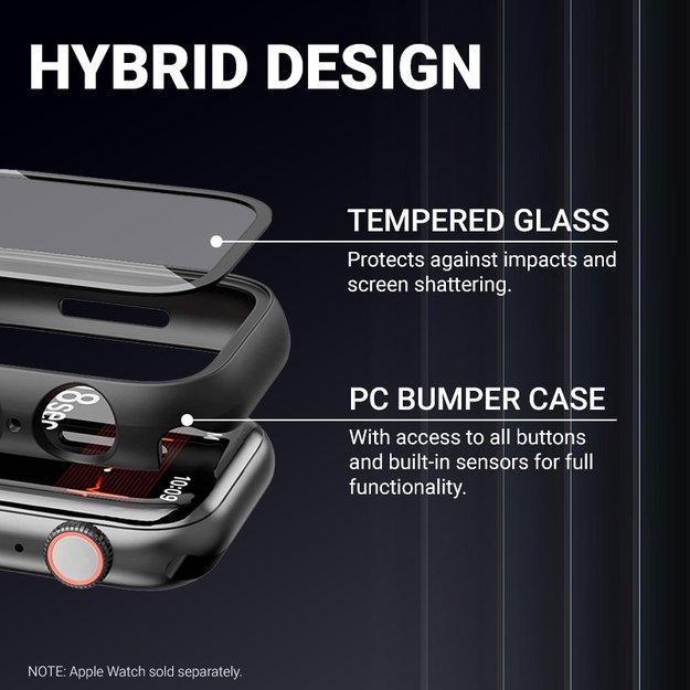 Crong hibridinis laikrodžio dėklas – dėklas su stiklu, skirtas Apple Watch 44 mm (skaidrus) 7