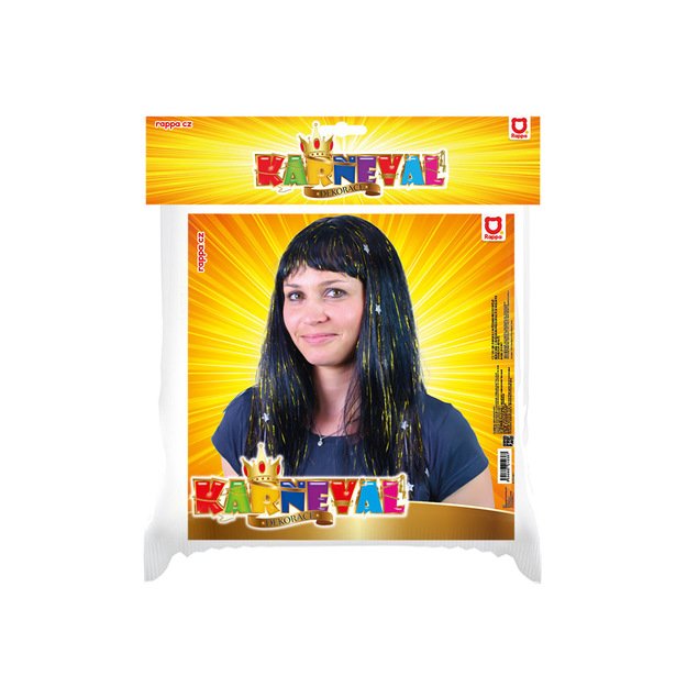 Black wig with stars for adults 2