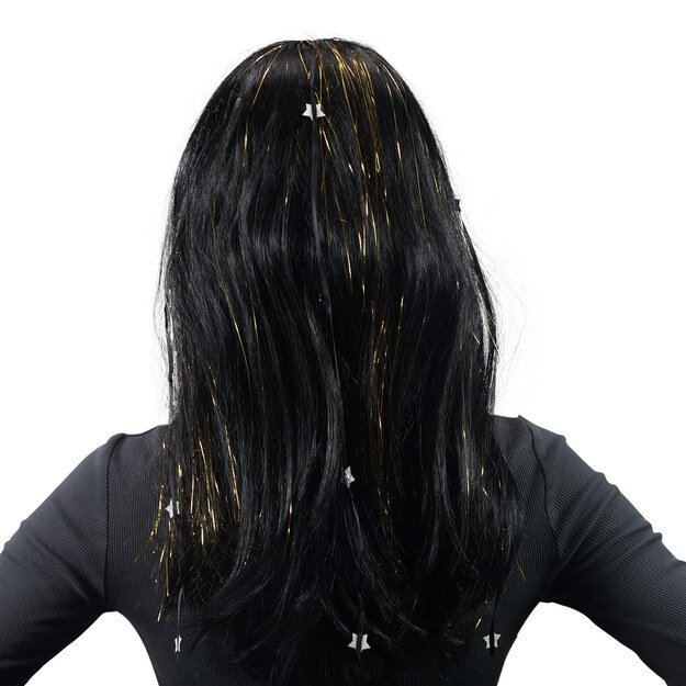 Black wig with stars for adults 4