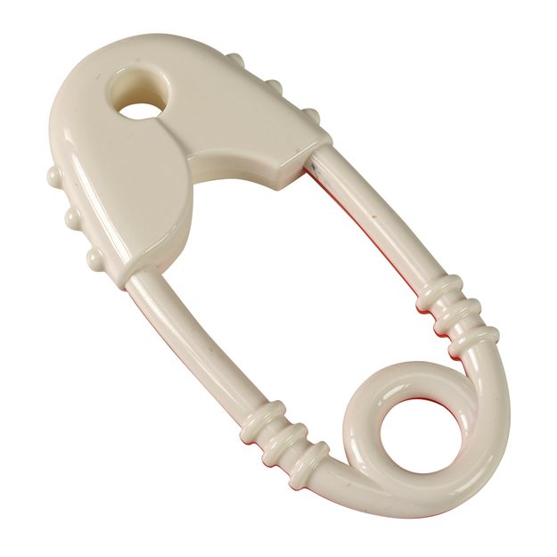 Safety pin rattle red-white 3